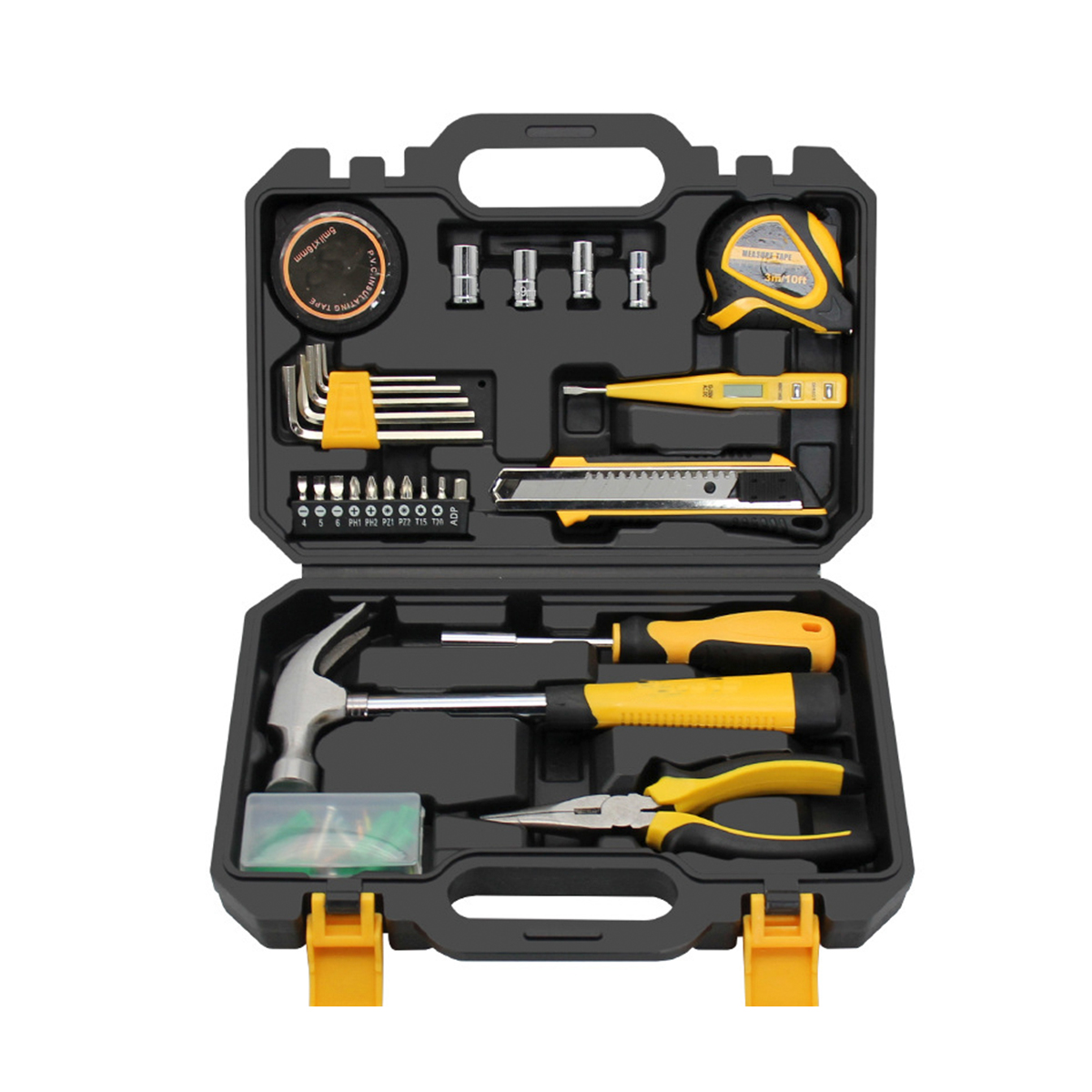 28 pièces boîte à outils domestique électricien dédié étanche en plastique multi-fonction maison matériel trousse à outils